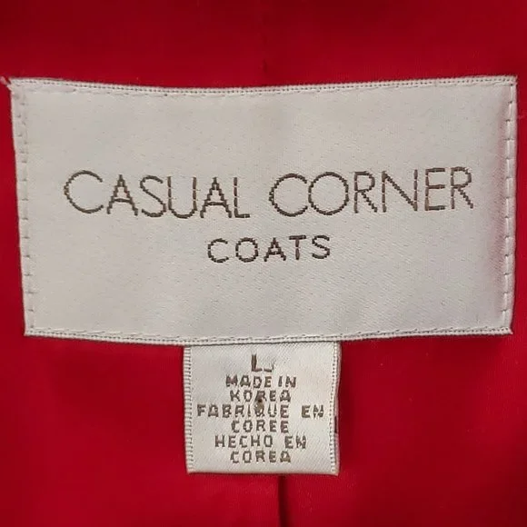Vintage Women's L Casual Corner Red Wool Cashmere Coat Lined Toggles Pockets - Picture 3 of 13